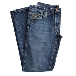 White House Black Market Jeans Women Size 12R Low Rise Boot Leg Blue Denim Pant